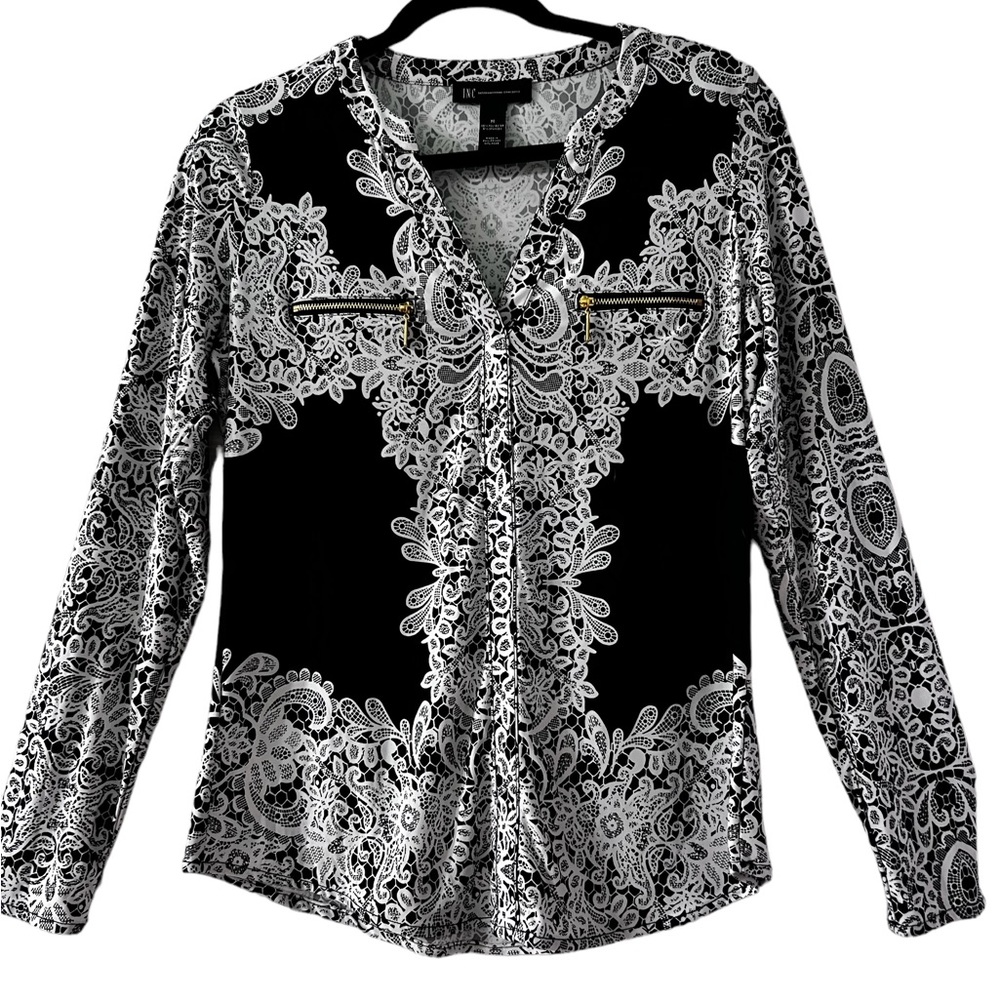 INC ladies Medium Black and White top. Looks new.